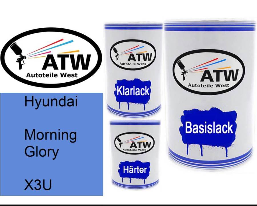 Hyundai, Morning Glory, X3U: 500ml Lackdose + 500ml Klarlack + 250ml Härter - Set, von ATW Autoteile West.